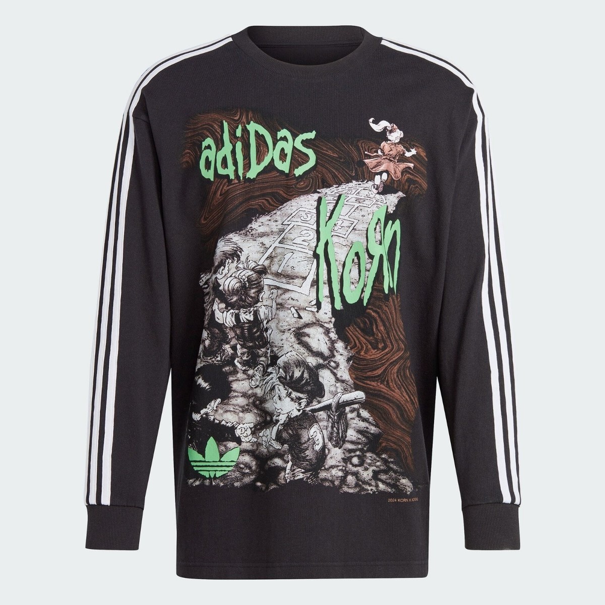 adidas x Korn Long Sleeve T-shirt Black Tee Size JP 2XS-2XL Japan