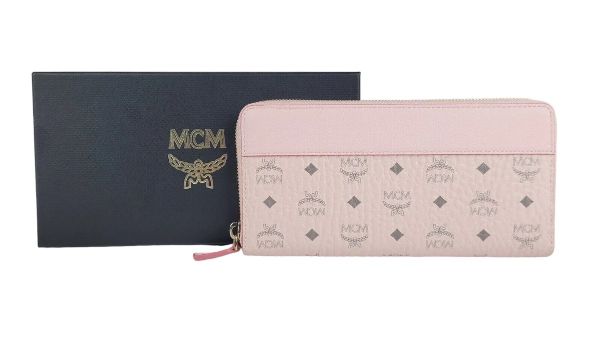 MCM Zip Around Large Leather Wallet Powder Pink New In Gift Box | eBay