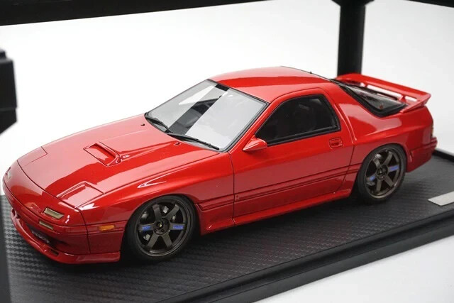 JDM *RARE* 1/18 ignition model Mazda Savanna RX-7 (FC3S) Red TE37s