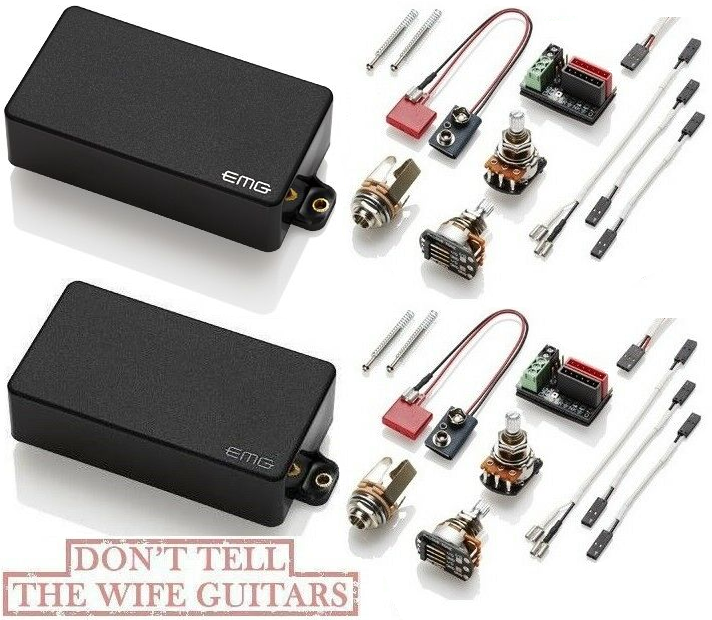 EMG 81 & 60 Black Active Solderless Humbucker Pickups Set w/ Short