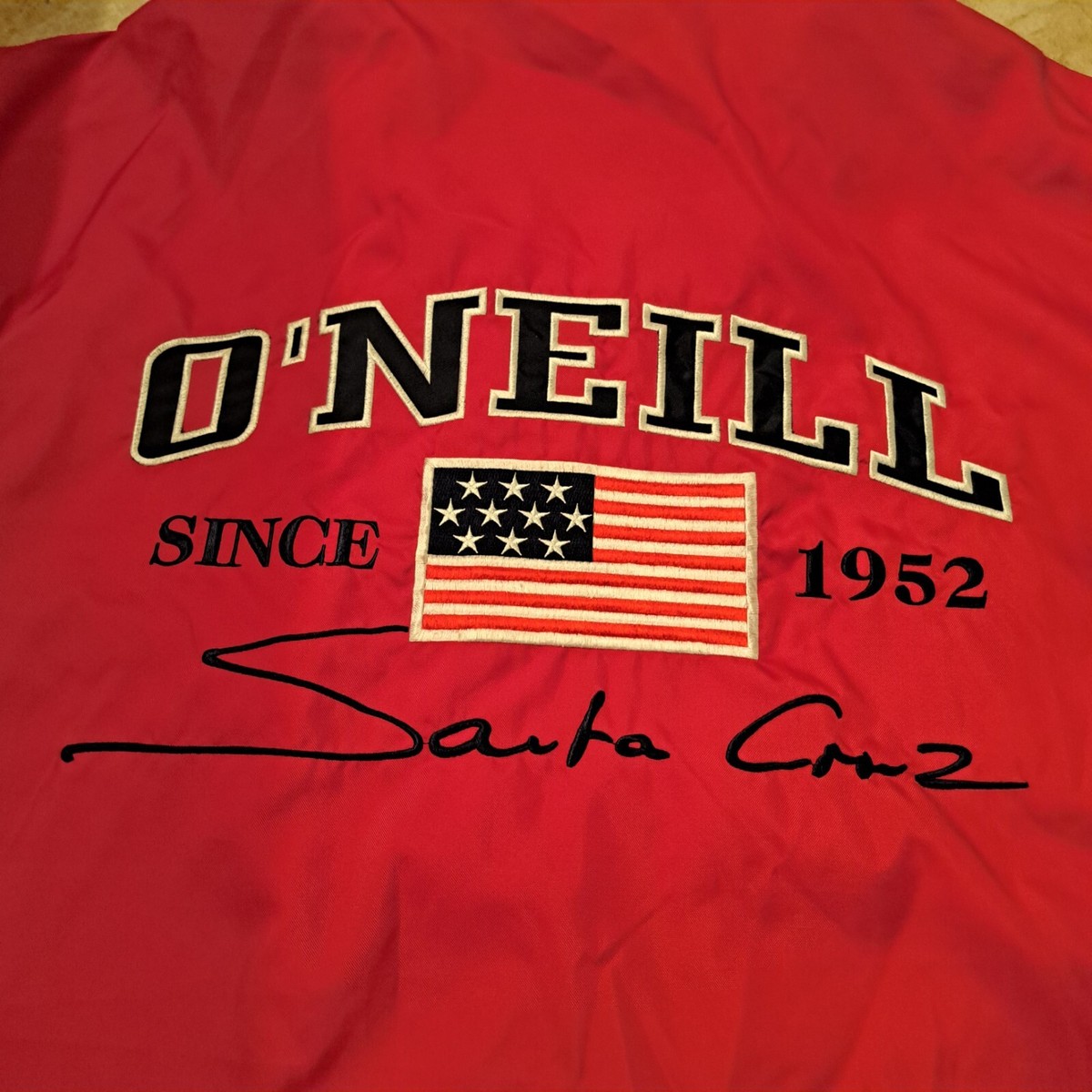 VINTAGE O'Neill Santa Cruz USA Windbreaker Jacket Mens Red Surf