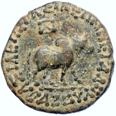 King Azes I - Indo-Scythian ANCIENT King Authentic Greek Coin BULL
