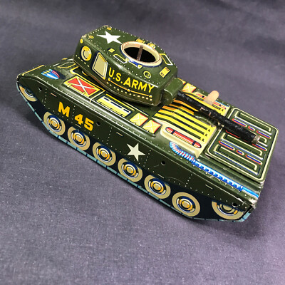 VINTAGE JAPAN TINPLATE M45 TOY TANK pressed tin plate metal
