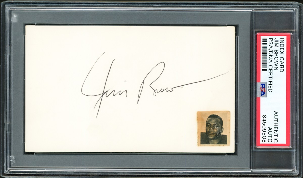 Jim Brown Autographed Signed 3x5 Index Card Cleveland Browns PSA
