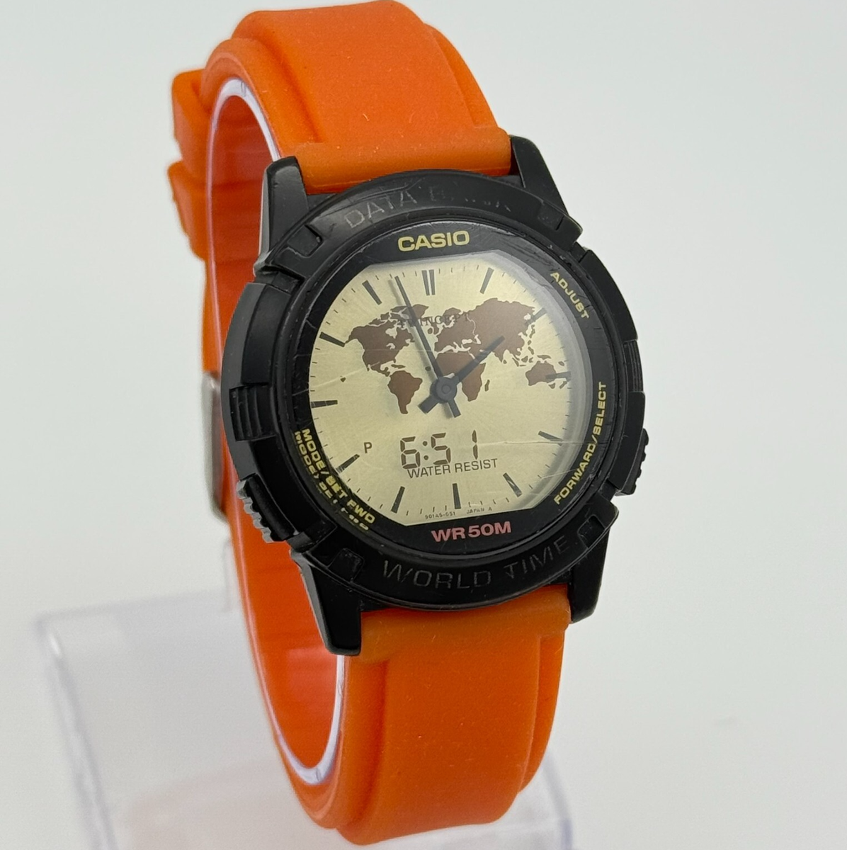 Vintage Men's CASIO Analog Digital Databank World Time Twincept