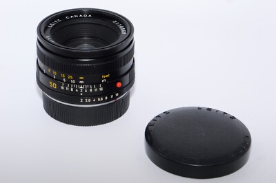 Leica Summicron-R 50mm F2 Lens. Germany. 3 CAM. Built In Hood. CLA