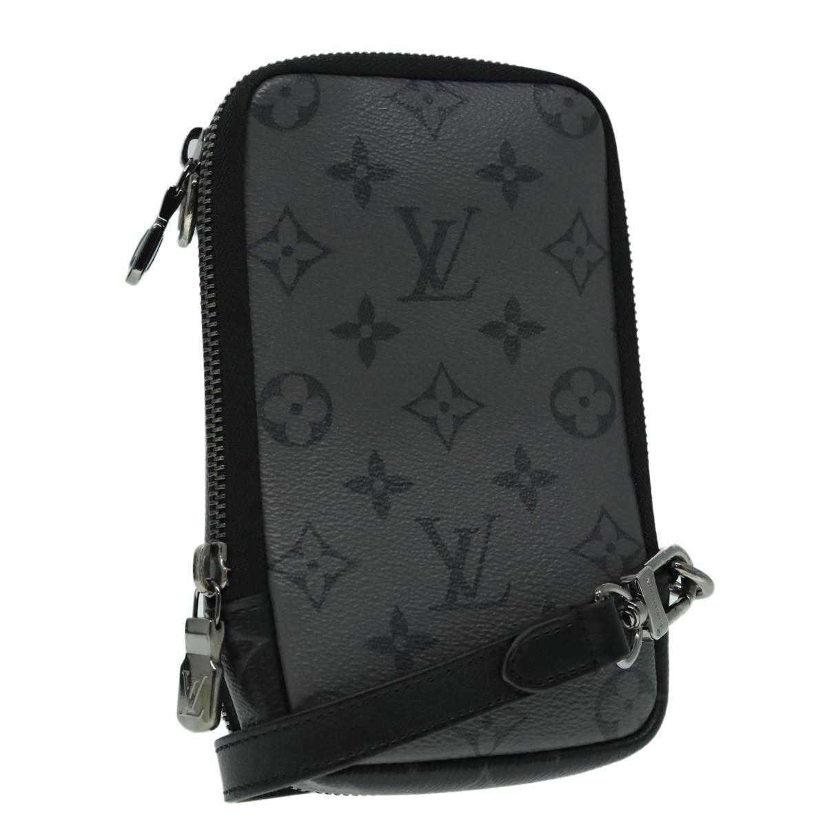 LOUIS VUITTON Monogram Eclipse Double Phone Pouch Gray M69534 LV