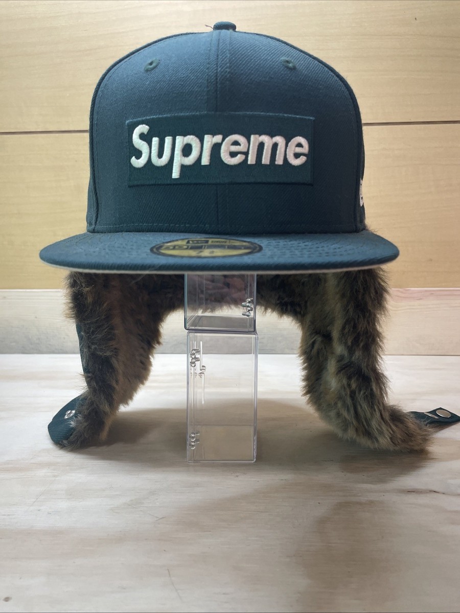 SUPREME x NEW ERA Ear Flap FUR TRAPPER (Faux Fur) Hat🔥GREEN FW19