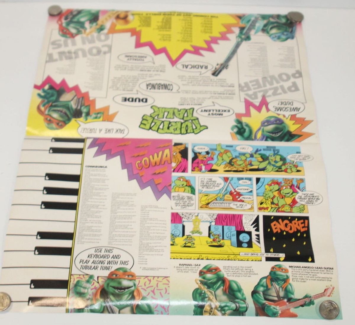 Vintage TMNT 1990 Coming Out Of Their Shells Tour Poster Pizza Hut