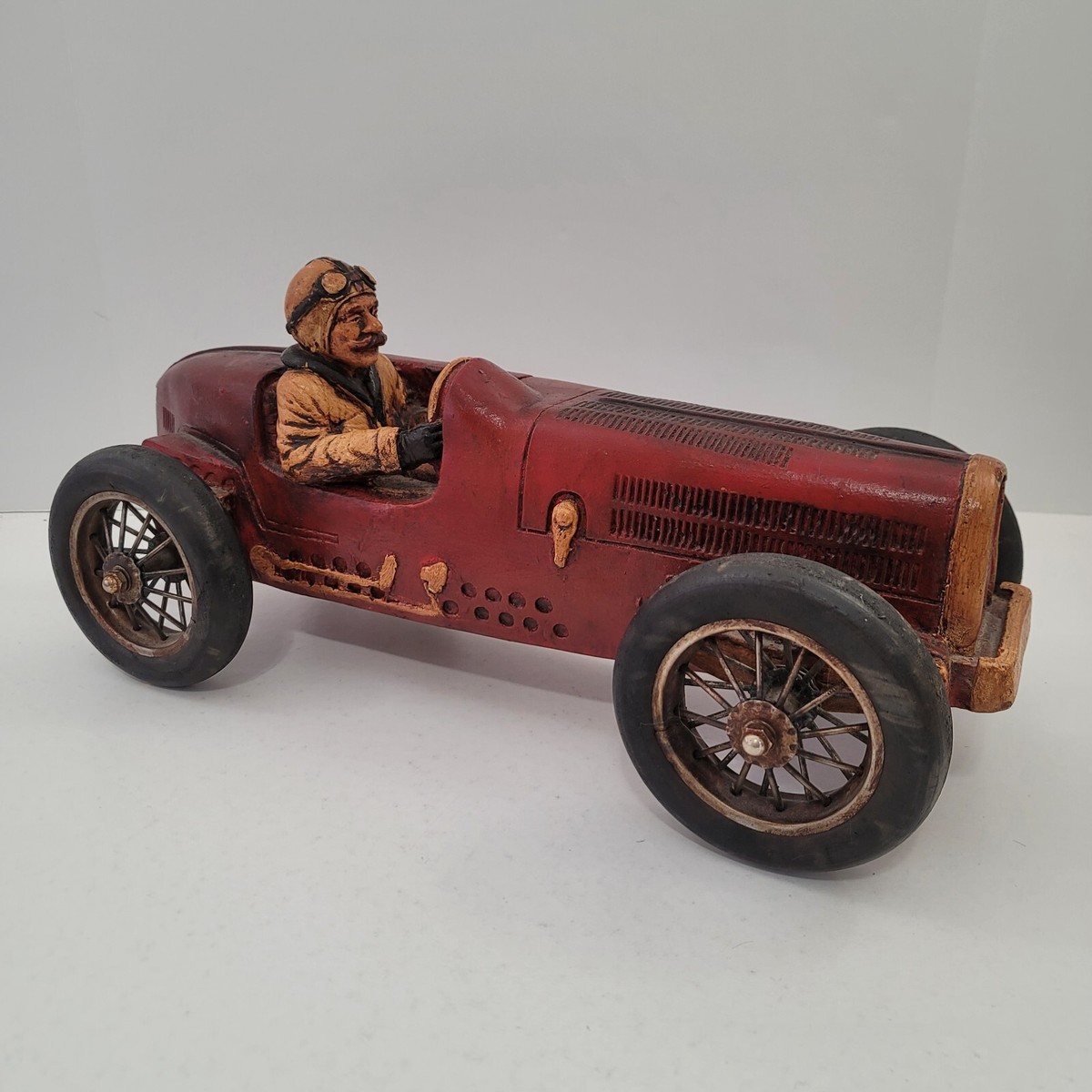 Vintage Bugatti Racing Sport Car 1920's Resin With Driver 20