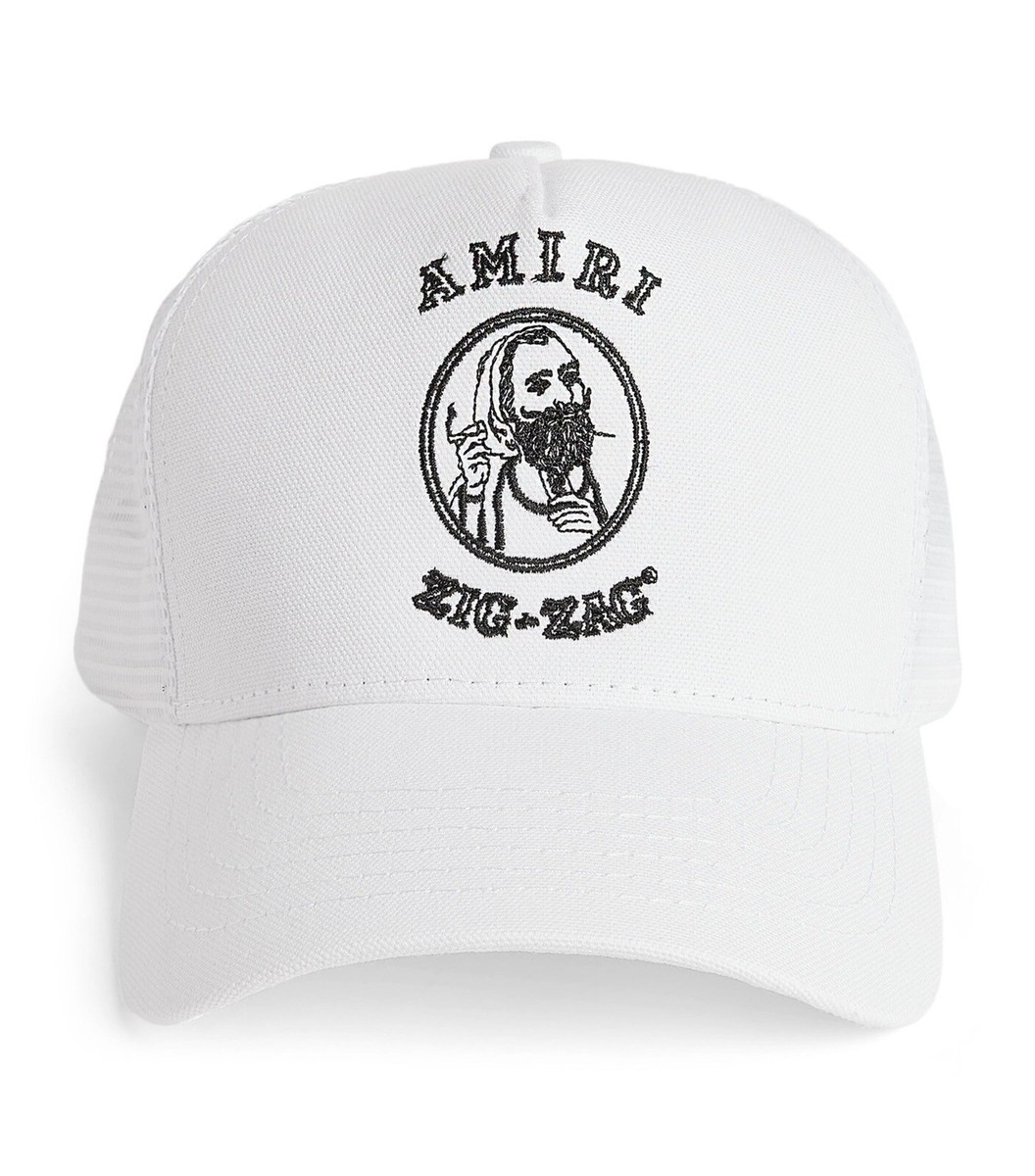 NEW WITH TAGS 100% AUTHENTIC AMIRI X ZIG ZAG WHITE TRUCKER HAT CAP