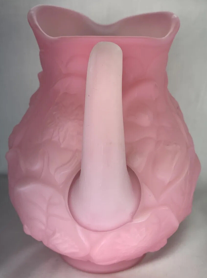 Fenton Art Glass Rose Satin 36 oz Pitcher Water Lily 1976 - 1977