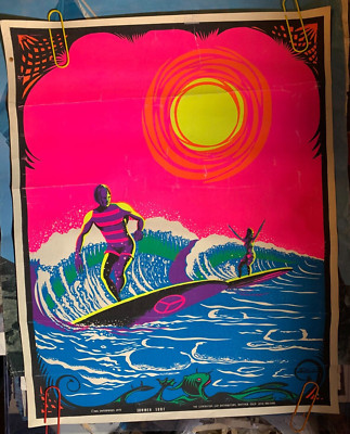 SUMMER SURF VINTAGE 1970 SURFER BLACKLIGHT POSTER By GENERATION