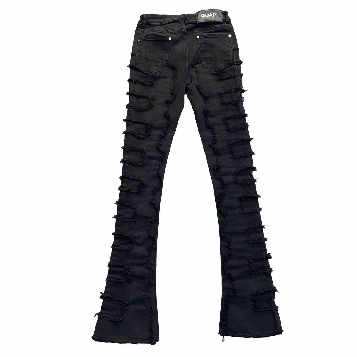 Guapi Jeans Sz 28 (26x35) Obsidian Black Stacked Denim Long Flare