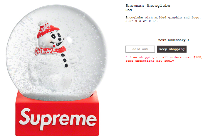 Supreme Snowman Snowglobe Cigarette BRAND NEW Red White Fall