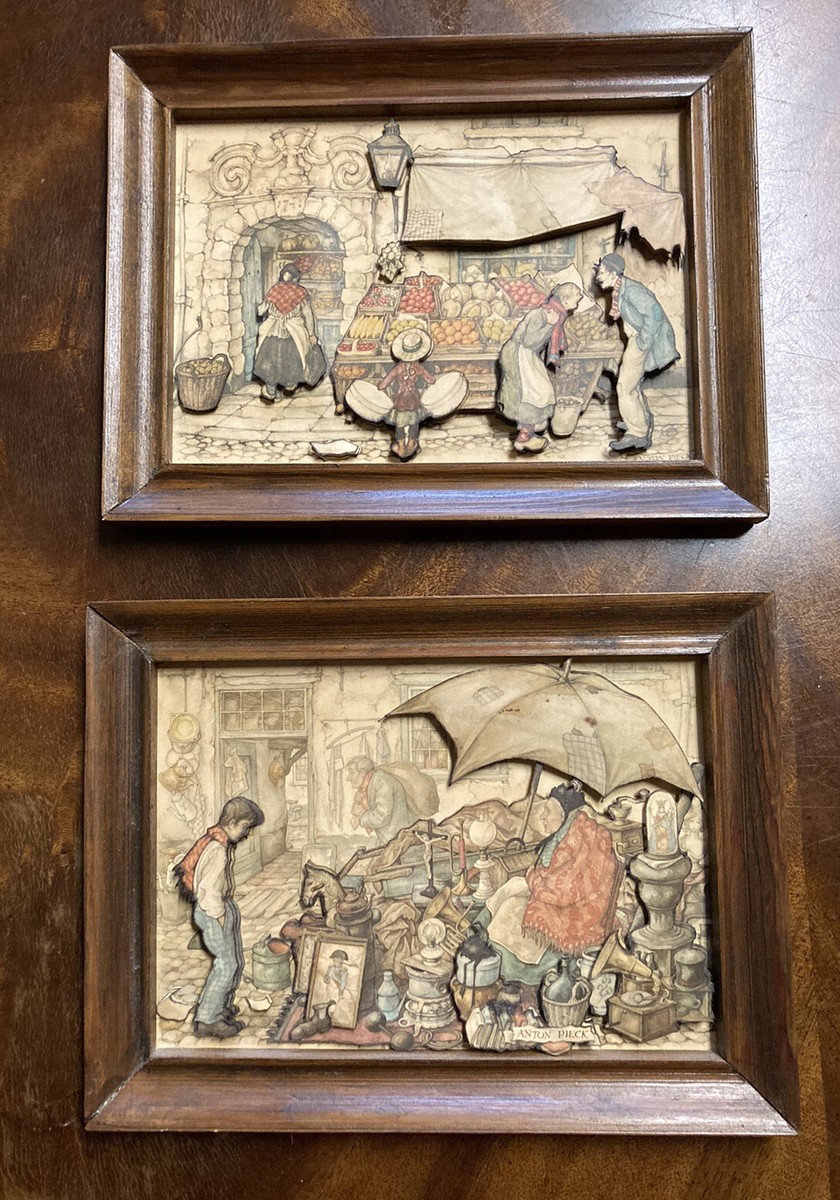 ANTON PIECK シャドーボックス PAIR OF VINTAGE 3 Dimensional 3D Art