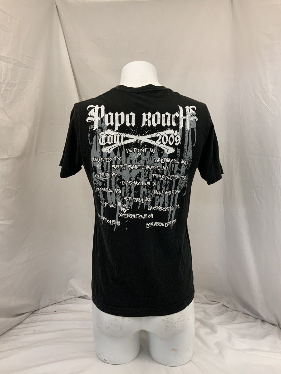 Papa Roach Tour 2009 Concert Tee Shirt S Black Crew Cotton Mint