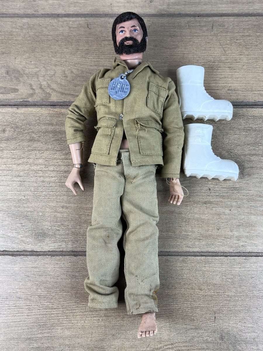 G.I. Joe 12” Hasbro Vintage 1964 Flocked Dark Hair Pink Scar Brown