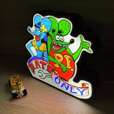 Trixie & Rat Fink RF Light Box Hot Rod Racing 3D Printed USB LED