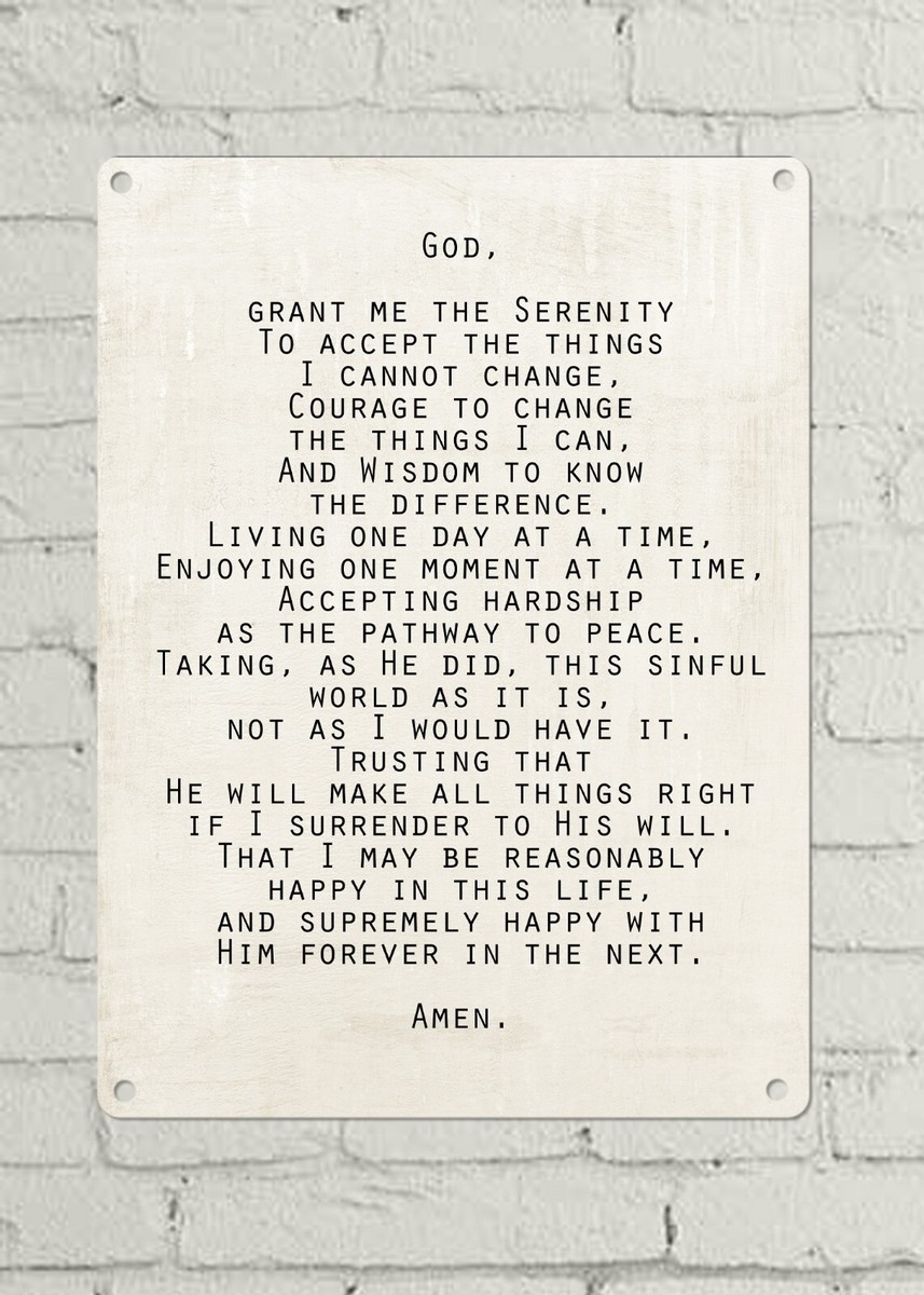 Full Serenity Prayer Vintage Metal Sign FREE SHIPPING 9