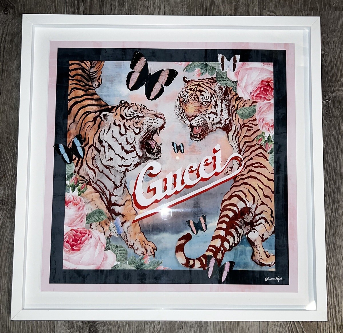 OLIVER GAL GUCCI PARMA TIGERS WALL ART 25” x 25” SHADOWBOX $695