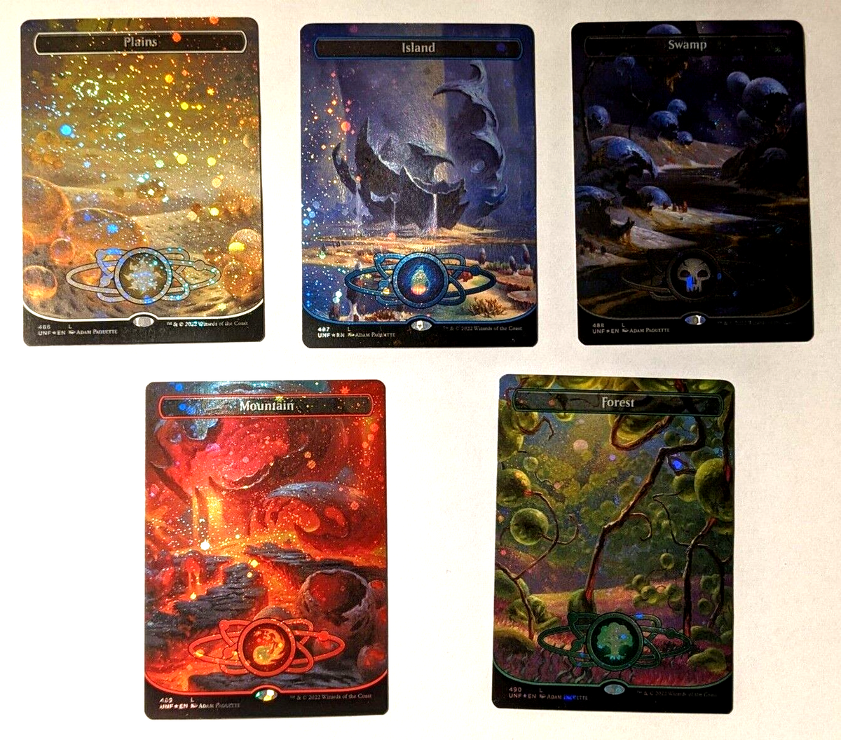 5 Unfinity Planetary Galaxy FOIL Borderless Land EDH Magic the