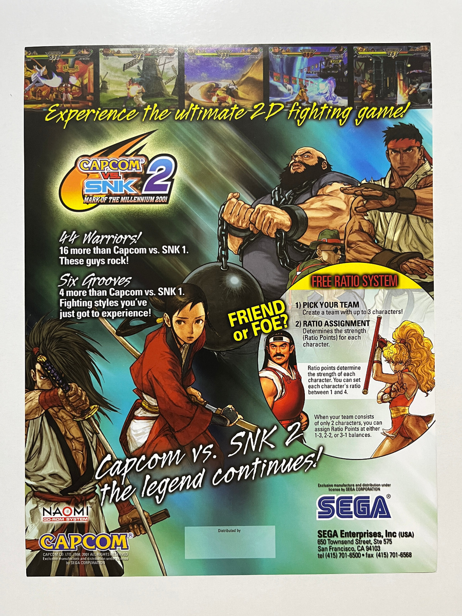 Capcom vs. SNK 2 Sega NAOMI Arcade Flyer