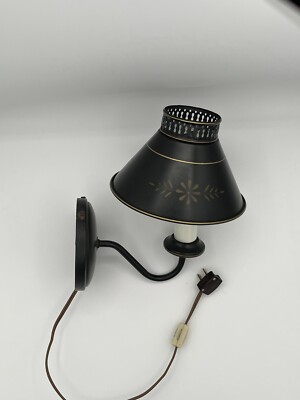 VALOR 525T アンティーク Toleware Wall Lamp Sconce Vtg Black French