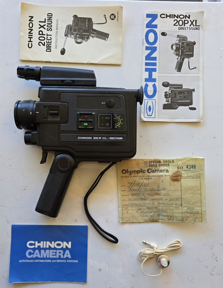 Vintage Chinon 20-P XL Black Direct Sound Super 8 Movie Camera