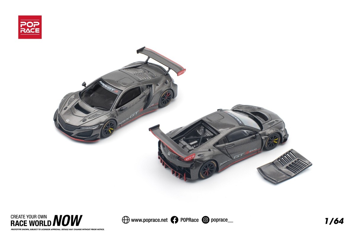 Pop Race 1:64 Honda NSX GT3 EVO22 Carbon Edition Diecast Model Car