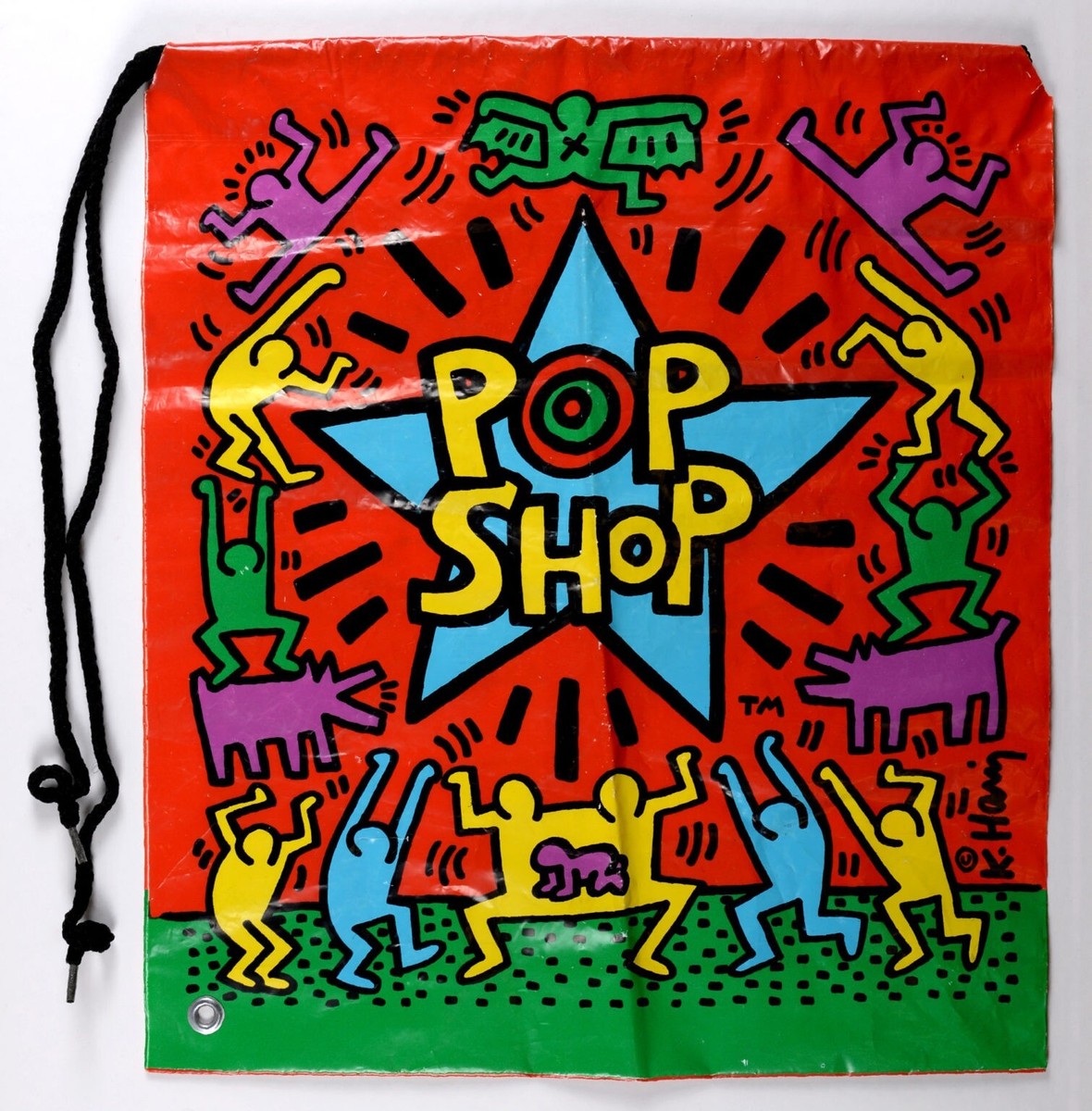 Keith Haring 1986 Pop Shop Drawstring Shopping Bag | eBay