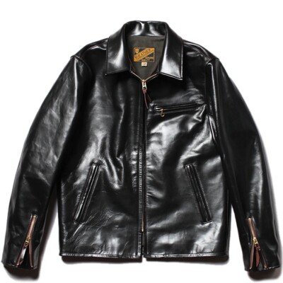 Y'2 LEATHER VINTAGE HORSE LIGHT SINGLE RIDERS JACKET PR-65 Black