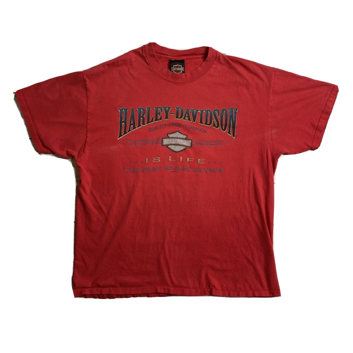 Vintage 90s Harley Davidson Is Life Red T Shirt Hanes Beefy T Tag