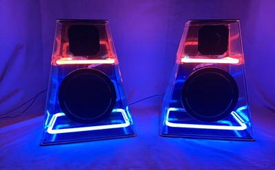 Vintage 1980s Neon Cleo Audio Pair of Speakers Cicena | eBay