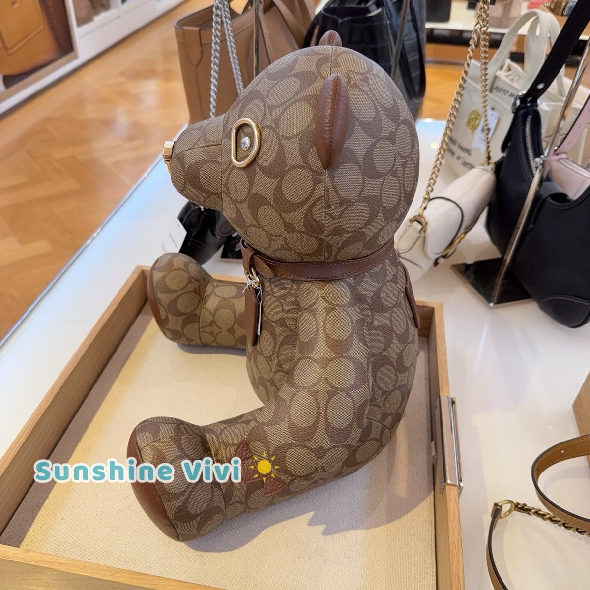 NWT COACH Large Leather Collectible Bear Signature Logo Teddy Bear