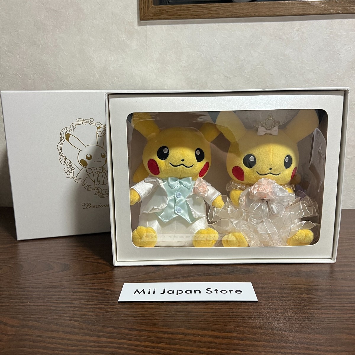 Pokemon center original Pair Pikachu Precious Wedding Plush Doll
