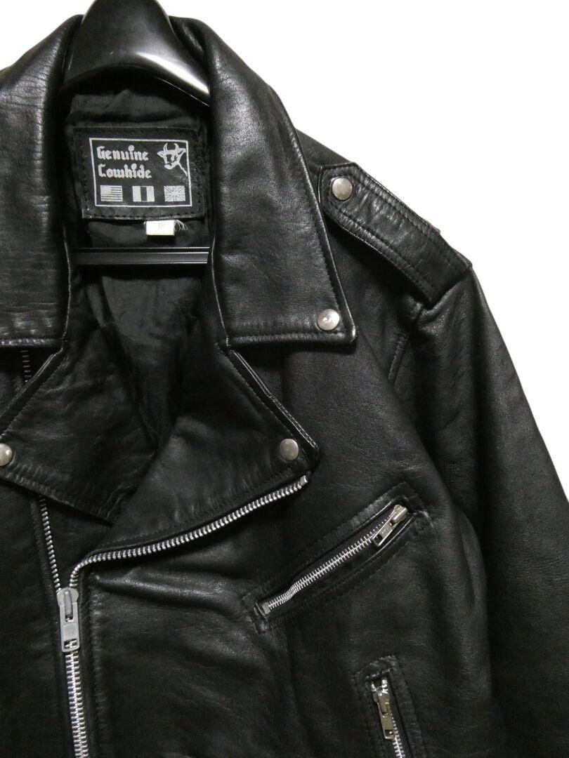 Double Leather Riders Motorcycle Jacket Mens Size 48 leather black