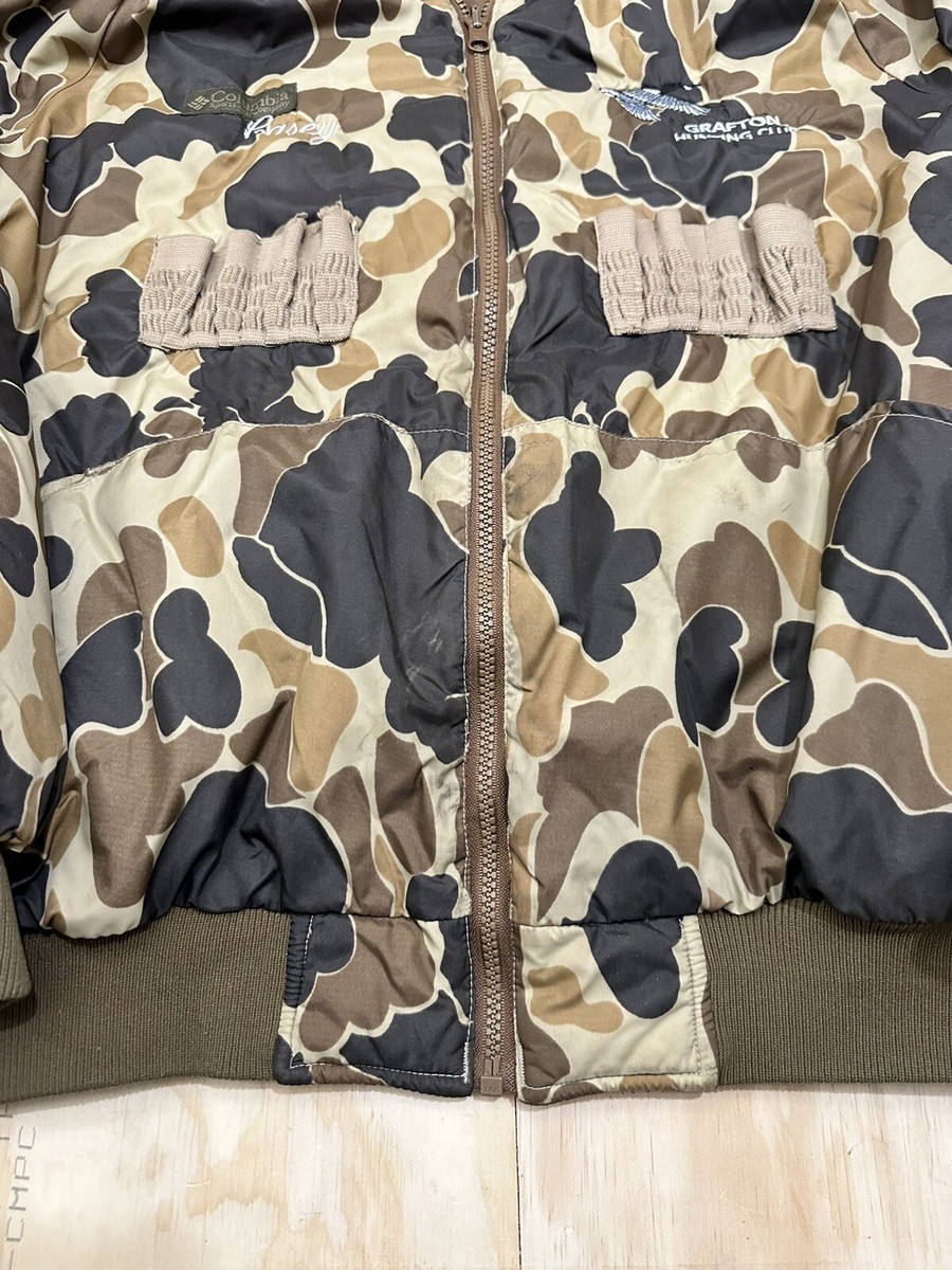 VTG Columbia Duck Camo Reversible Hunting Bomber Jacket Mens L
