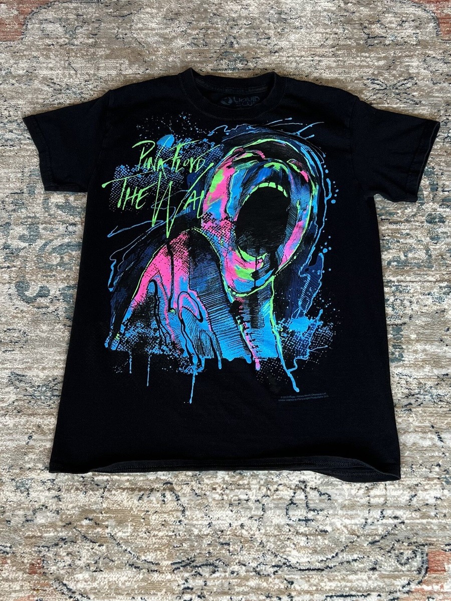 Pink Floyd Liquid Blue The Wall Neon Rock Graphic Band Tee Shirt