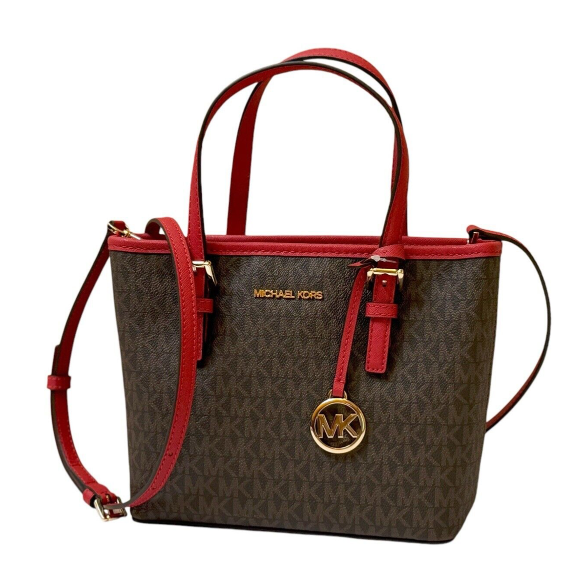 MICHAEL KORS JET SET TRAVEL XS CARRYALL TOTE SHOULDER BAG MK BROWN