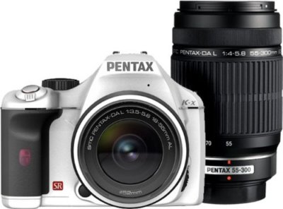 PENTAX Digital SLR Camera 12.4MP K-xWZK WH Double Zoom Kit White