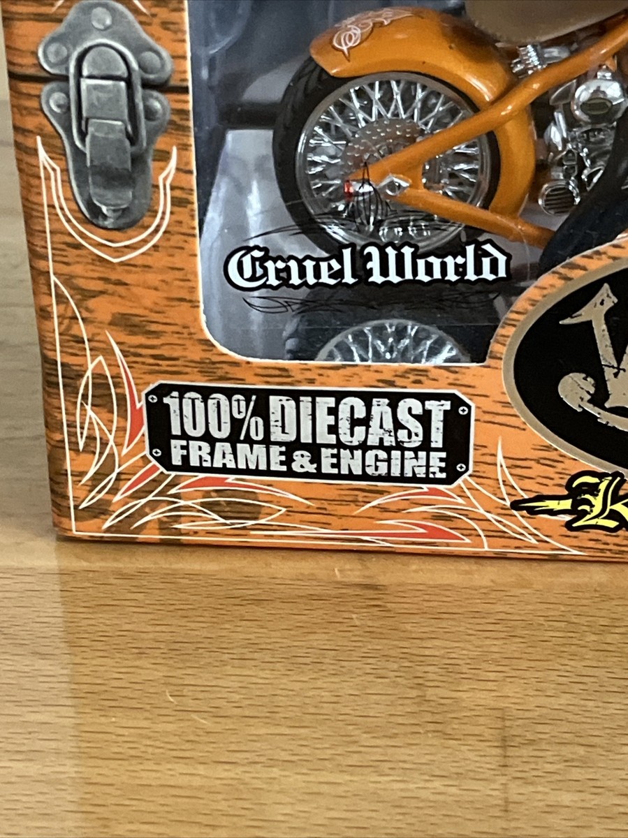 Jada Toys Von Dutch Kustom Cycles CRUEL WORLD 100% DIE-CAST ORANGE