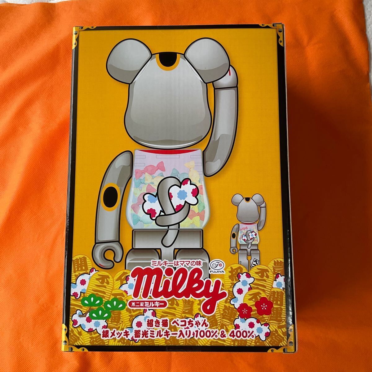 桃金/銀メッキ】BE@RBRICK招き猫ペコちゃん 福 100% & 400% 桃金/銀