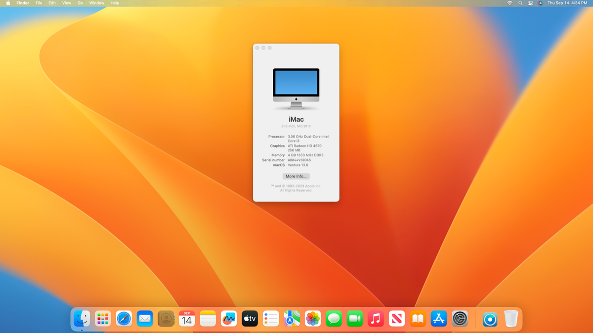 Apple iMac 21.5インチ macOS Ventura 2017 Apple iMac(21.5-inch 2017