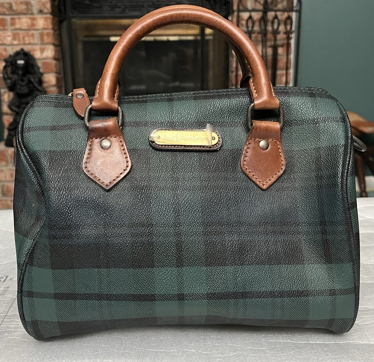 POLO RALPH LAUREN ボストンバッグ ダークグリーン チェック柄 ポロ