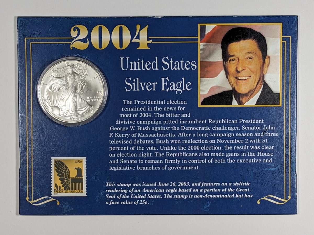 2004 American Silver Eagle $1 & Stamp Set with Commemorative Card
