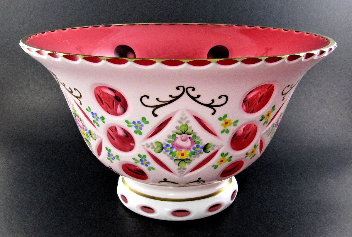 ヴィンテージBOHEMIA GLASS ピンクガラス一点もの BOHEMIA GLASS