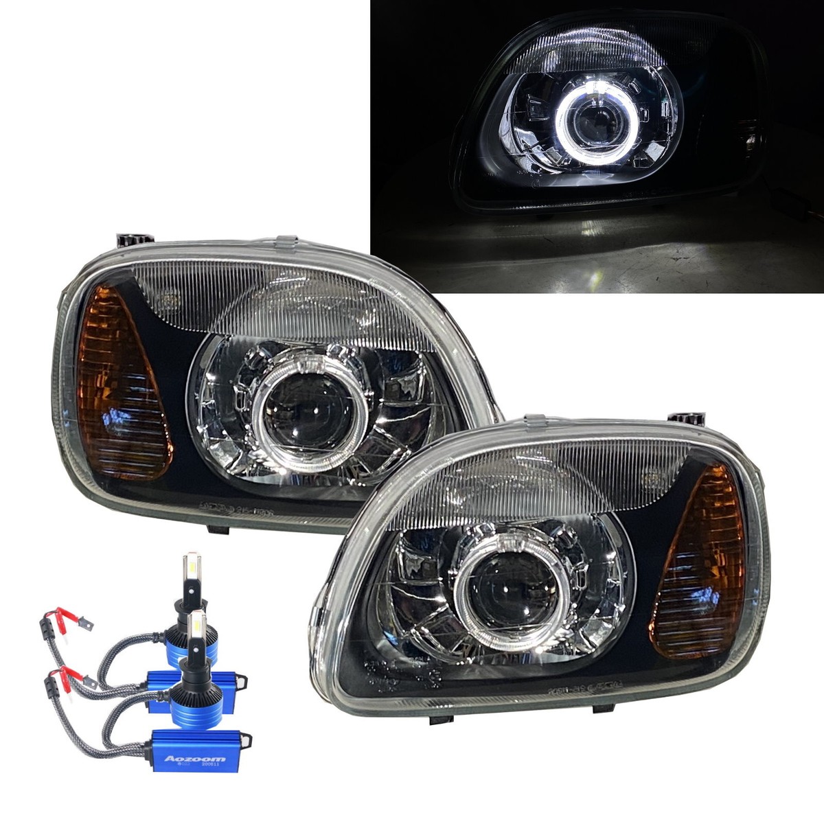 Fits NISSAN March K11 MK2 00-03 LED Angel-Eye Projector Headlight