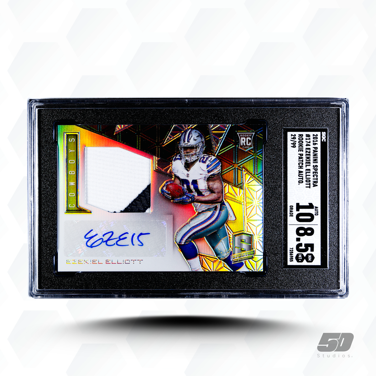 NFL EZEKIEL ELLIOTT AUTO 2017 PANINI FOOTBALL BLACK PLATE COWBOYS