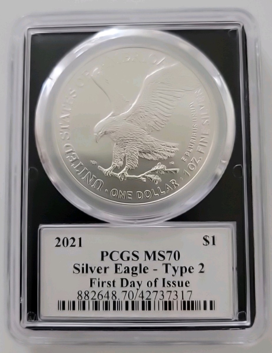 2021 PCGS MS70 Silver Eagle - Type 2 First Day Of Issue Emily
